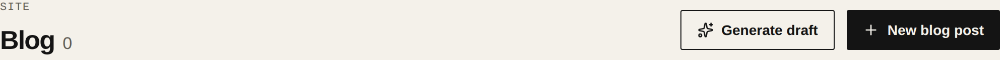 The Generate draft and New blog post buttons on the Blog