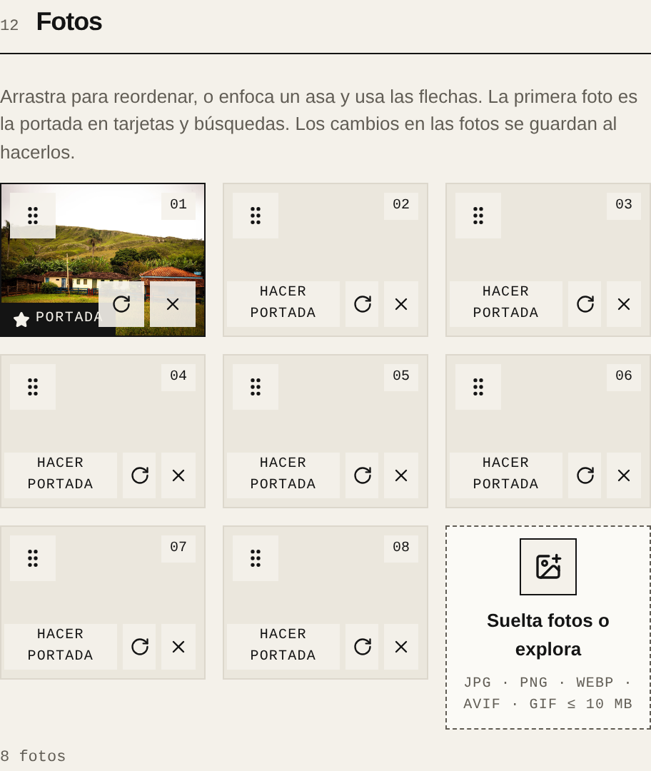 La sección Fotos de una propiedad