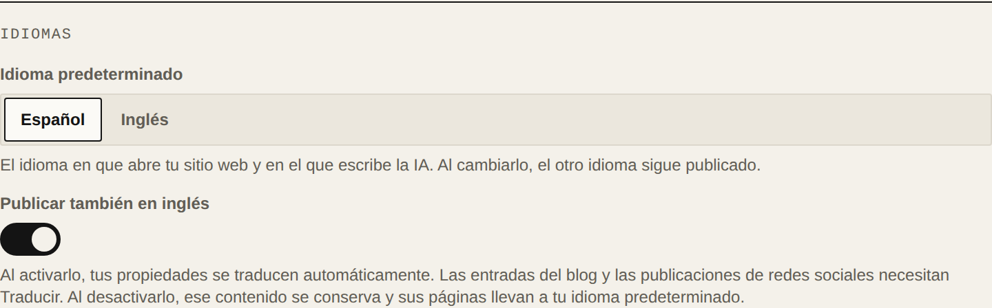 Los ajustes de idiomas