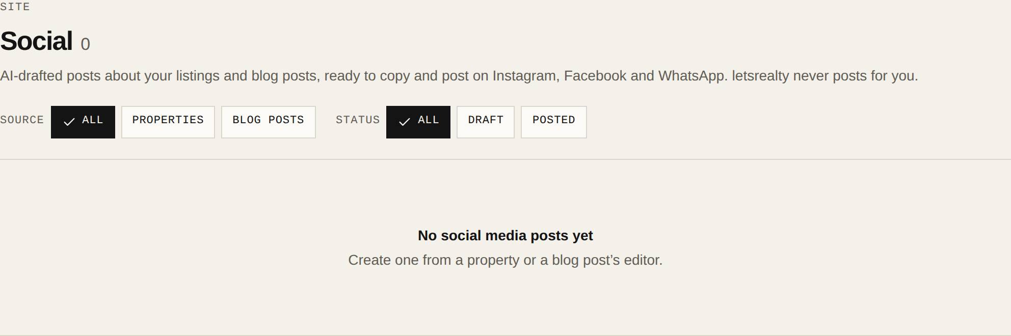 The list of social media posts