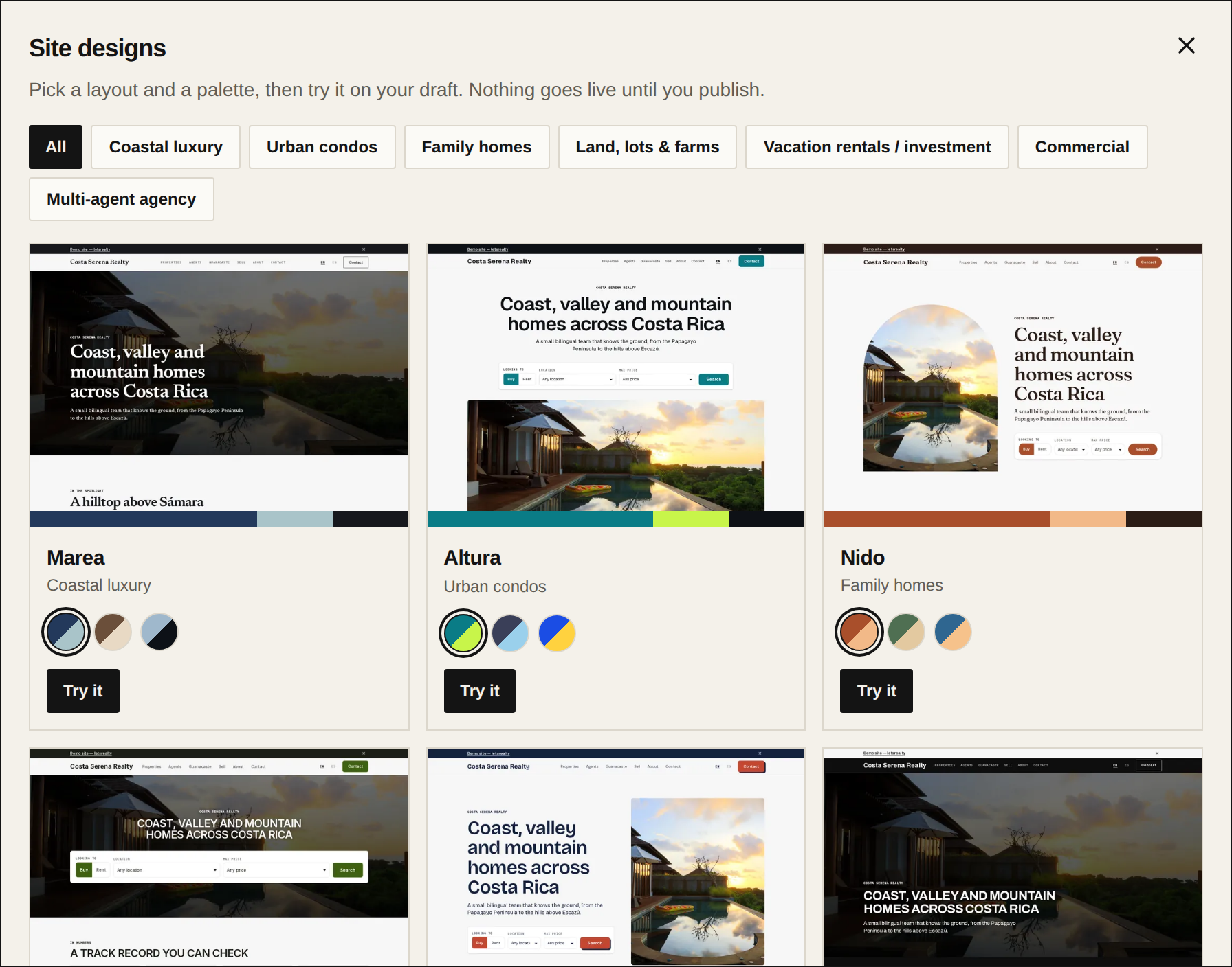 The site design gallery