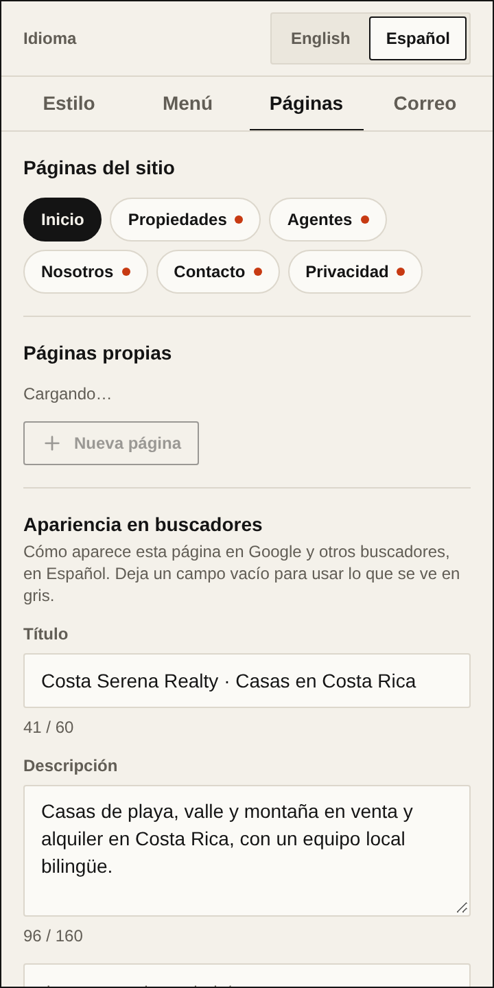 La apariencia en buscadores de una página