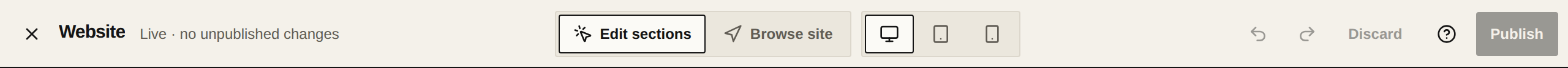 The editor bar with Undo, Discard and Publish